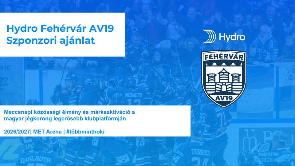 Hydro Fehérvár AV19 VIP és partneri ajánlati prezentáció borítója